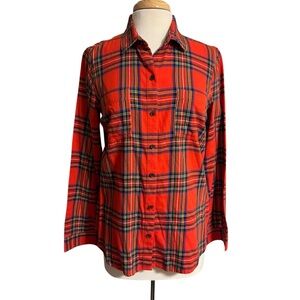Old Navy Women’s Flannel Tartan Red Plaid Button Down Shirt size medium